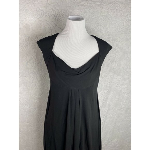 Badgley Mischka Black Empire Cocktail Stretch Bubble Hem Dress.Cap Sleeve Sz 6 - Picture 5 of 10